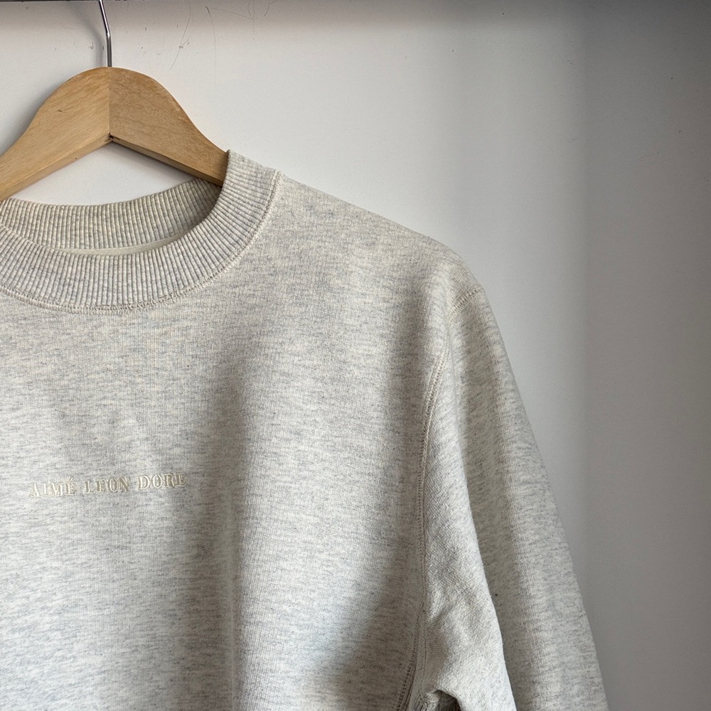 Aime Leon Dore Crewneck Sweatshirt in Light Heather Grey - Medium